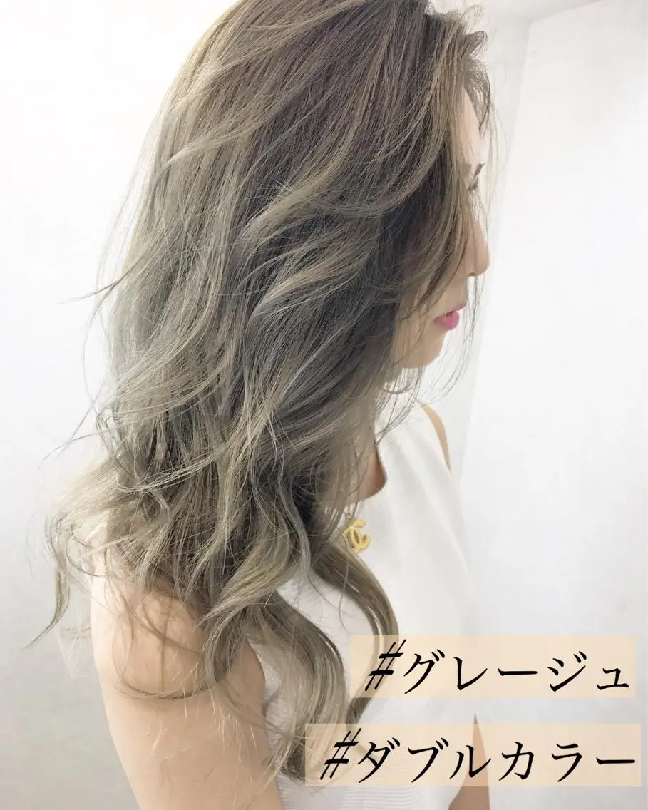 ロング カラー ヘアアレンジ ダブルカラー グレージュ ヘアカラー TATSUYA アートディレクターのヘアスタイル