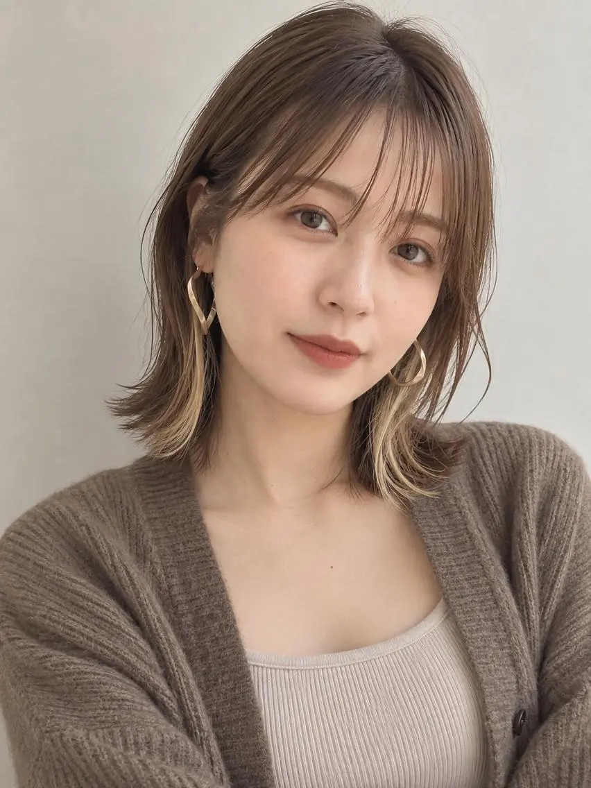 セミロング カラー ブリーチ ケアブリーチ 透明感カラー ダブルカラー イヤリングカラー カット ヘアカラー トリートメント "オトナ髪”/ LAKA TOCCAのヘアスタイル