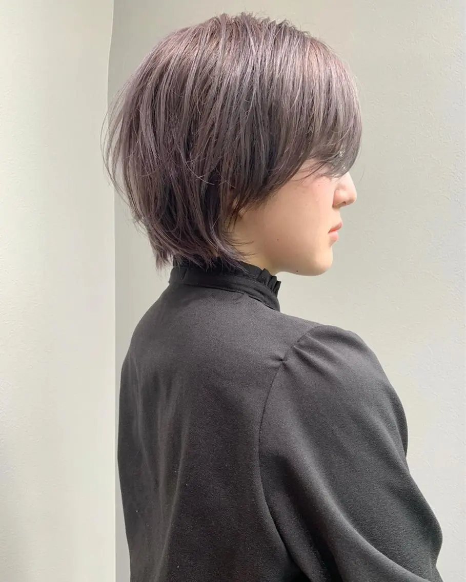 ショート カラー ラベンダーカラー ラベンダーグレー ボブ/パーマ 村中　仁人のヘアスタイル