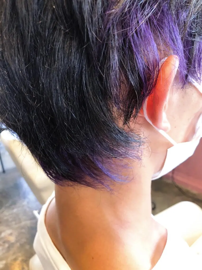 ショート カラー パーマ ヘアアレンジ メンズ メンズブリーチ メンズハイライト メンズインナーカラー ブリーチ ケアブリーチ 表参道Lise おおいしおりのヘアスタイル