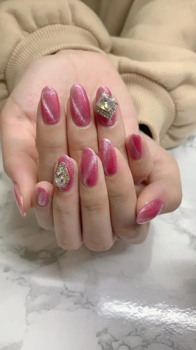 ネイル ハンドネイル はな💎ネイル ワンホン、長さ出しのネイルデザイン