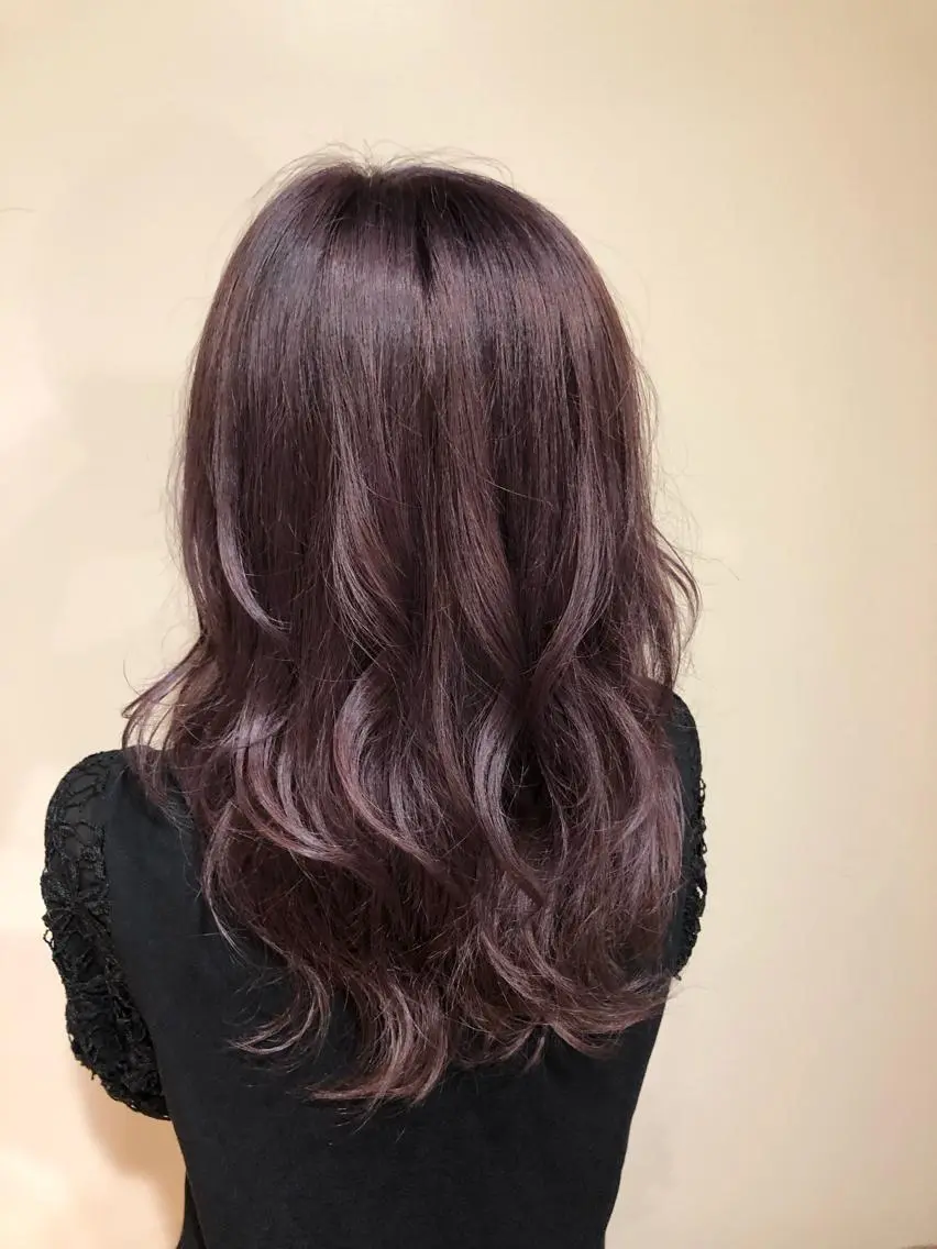 ロング カラー アッシュ パープルカラー パープルアッシュ ヘアカラー トリートメント ハイトーン/ブリーチ ルミエール/新栄/栄のヘアスタイル