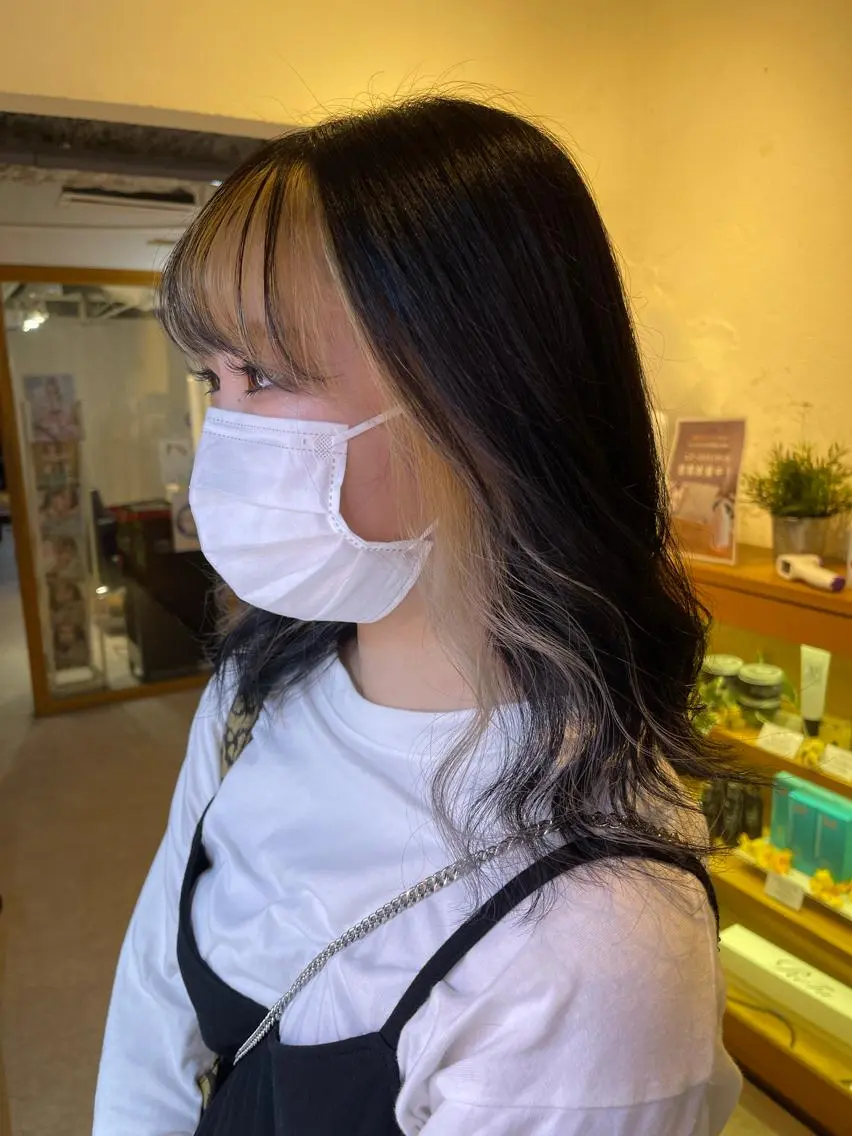 カラー ミストバング  フェイスフレーミング ヘアカラー トリートメント ハナ💎中韓/艶髪 ハイトーン/エクステのマツエク・マツパデザイン
