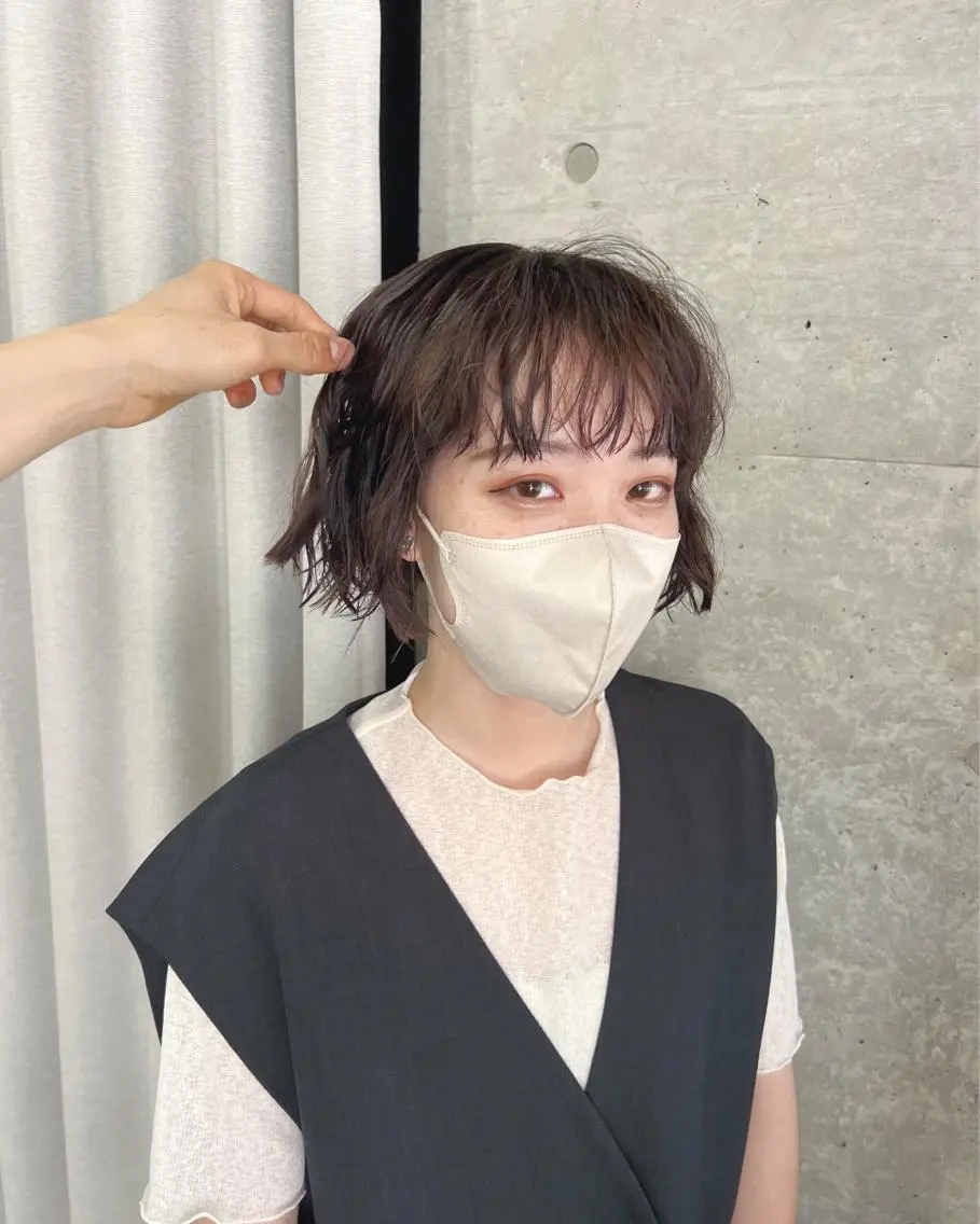 ショート パーマ カット パーマ トリートメント ボブパーマコテ巻き風 パーマNo1深江秀平のヘアスタイル