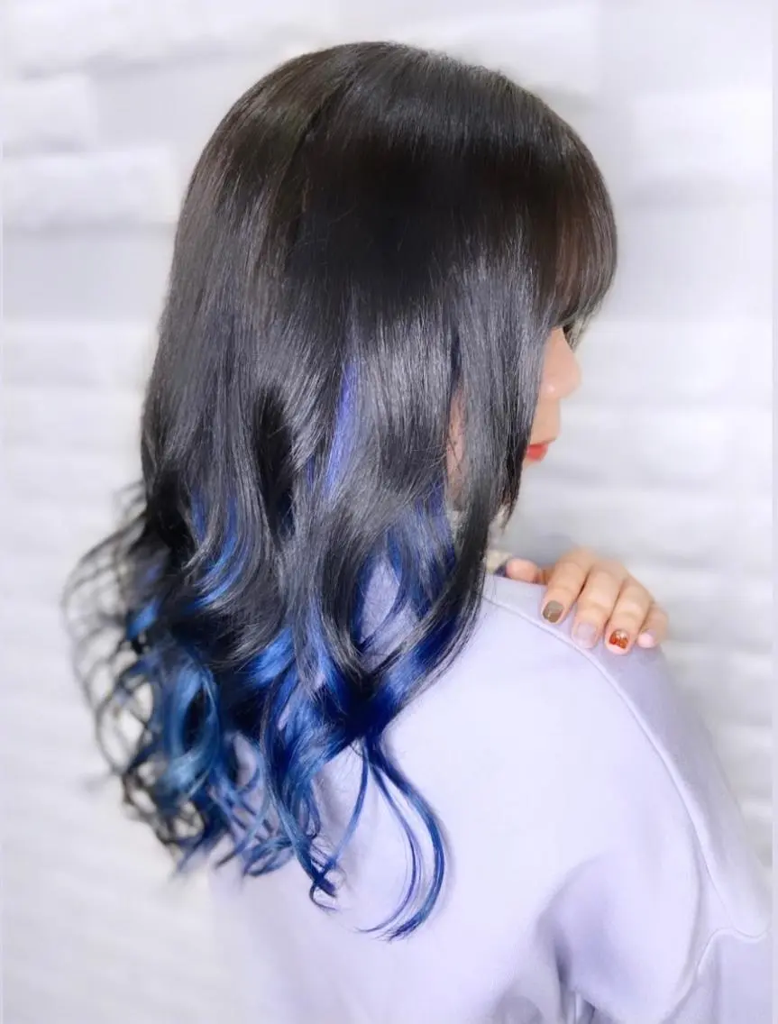 セミロング カラー ヘアアレンジ ブルーカラー グラデーションカラー ヘアカラー トリートメント 次世代シールエクステ 錦糸町 小泉 朋之のヘアスタイル