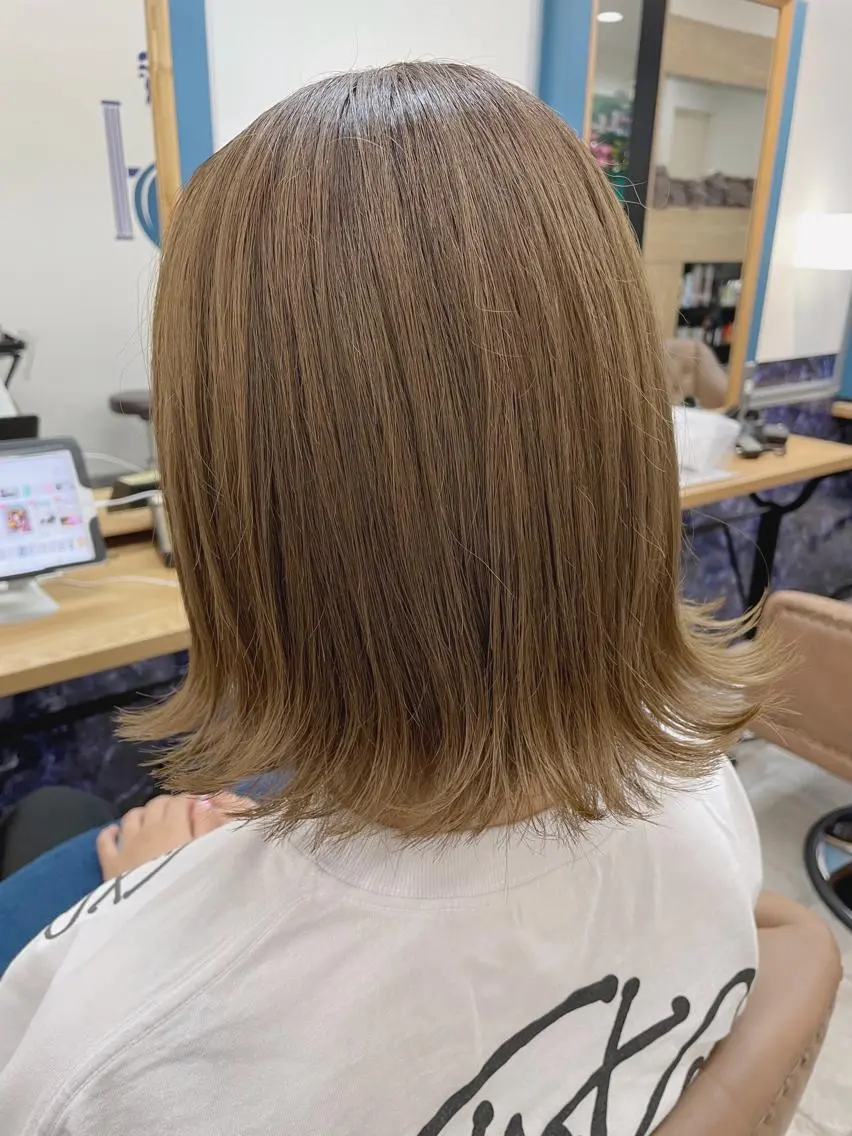 ミディアム カラー ヘアカラー トリートメント 🍒透明感カラー/ 艶カラー/さくら🍒のヘアスタイル