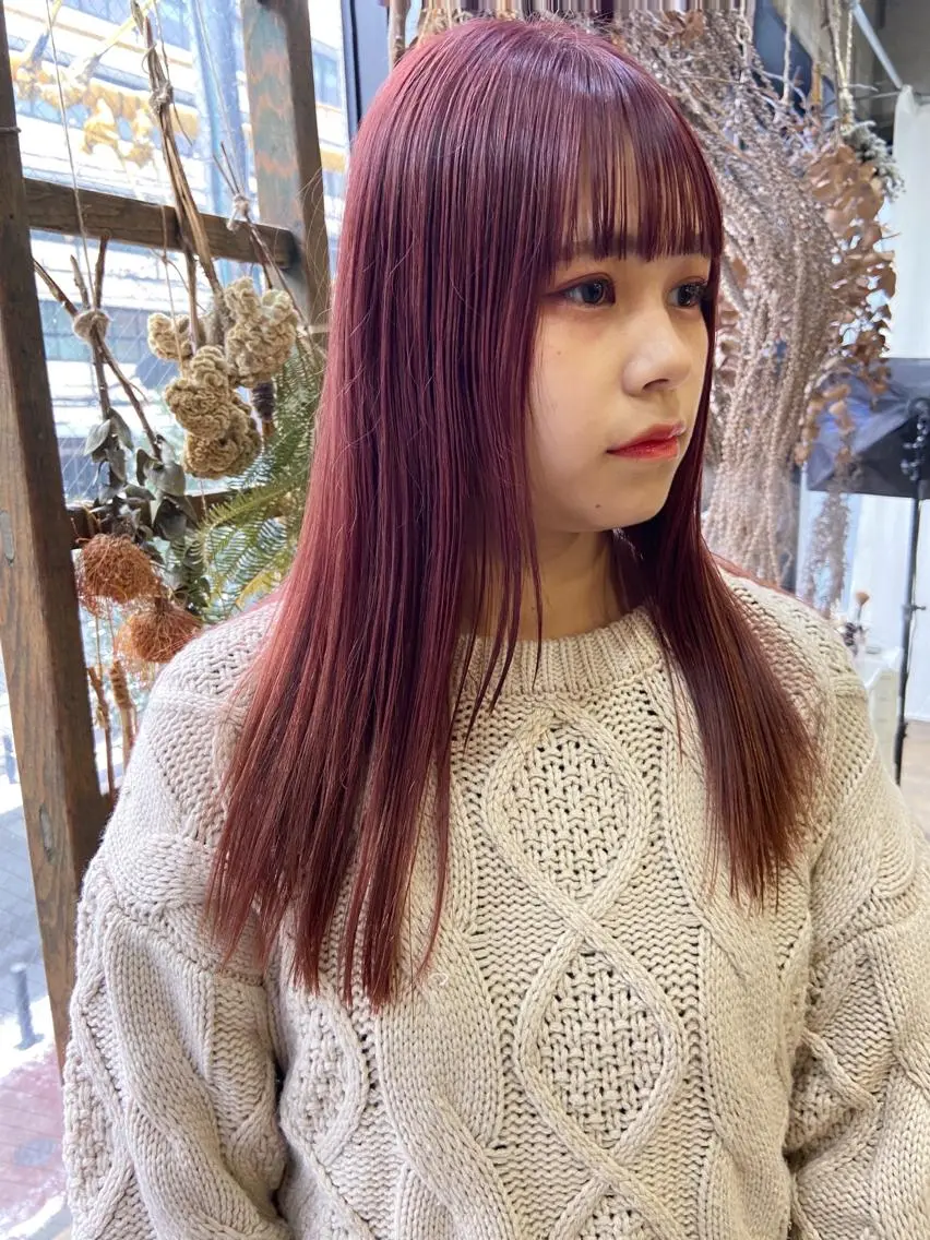 セミロング カラー ブリーチ ピンクカラー 松尾太樹 【pia】福岡美容室のヘアスタイル