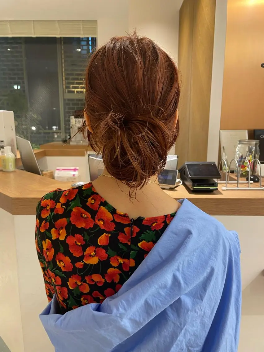 セミロング カラー ヘアアレンジ ベージュカラー オレンジ オレンジベージュ ヘアカラー トリートメント ボブ/レイヤー/ケア パーマ/リュウタのヘアスタイル