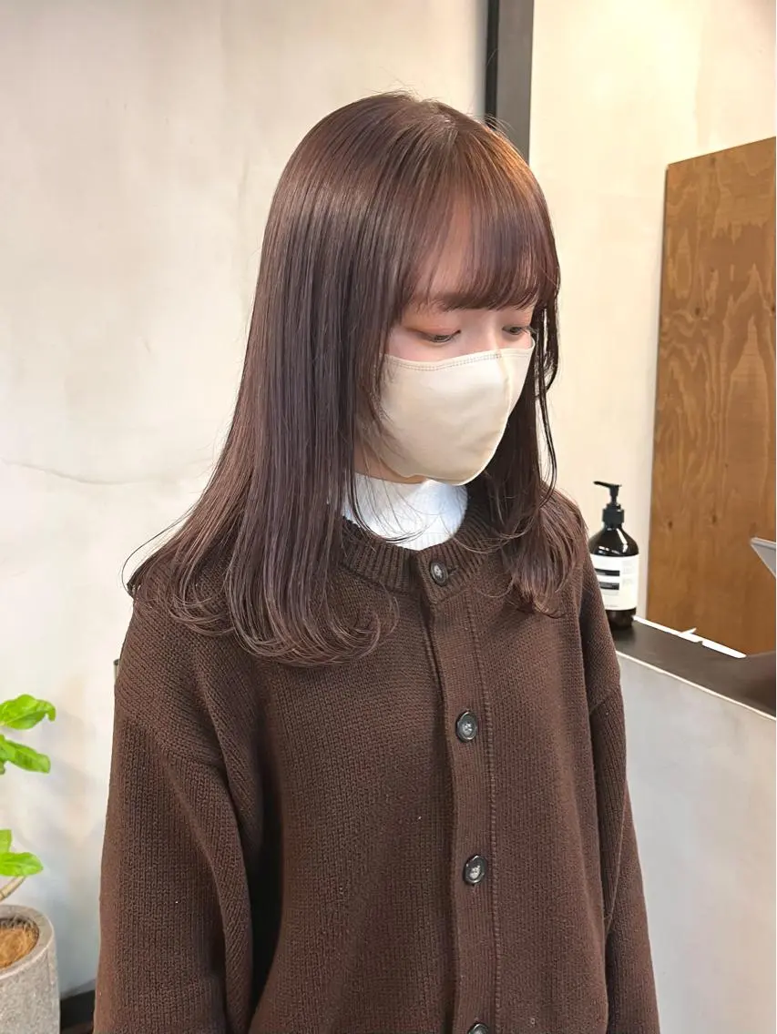 ミディアム カラー ヘアアレンジ ブリーチ 透明感カラー ena/ブリーチなし 透明感・レイヤー🎀のヘアスタイル