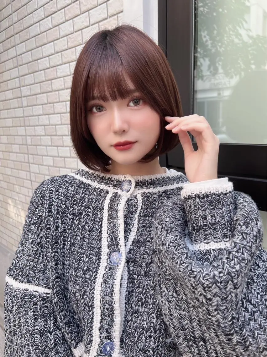 ショート ボブ ブリーチなしダブル カラー縮毛矯正 下野のヘアスタイル