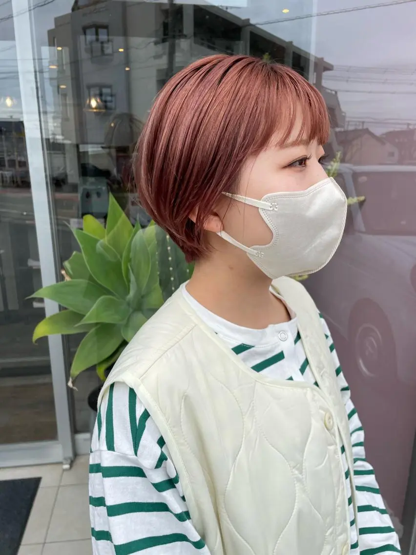 ショート カラー バレイヤージュ ブリーチ ケアブリーチ 透明感カラー デザインカラー ブリーチ/韓国 ひなたのヘアスタイル
