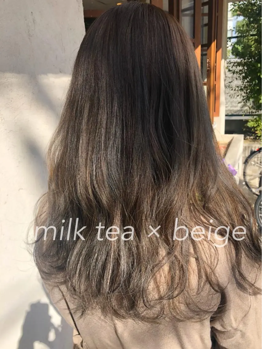 ロング カラー ベージュカラー ミルクティーベージュ カット ヘアカラー トリートメント merc. 福田茜のヘアスタイル