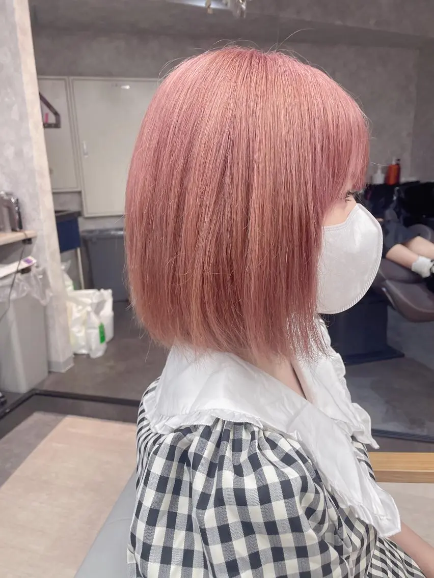 ミディアム カラー ブリーチ ピンクカラー ヘアカラー トリートメント レイヤー/ウルフ ハイトーンhiroのヘアスタイル