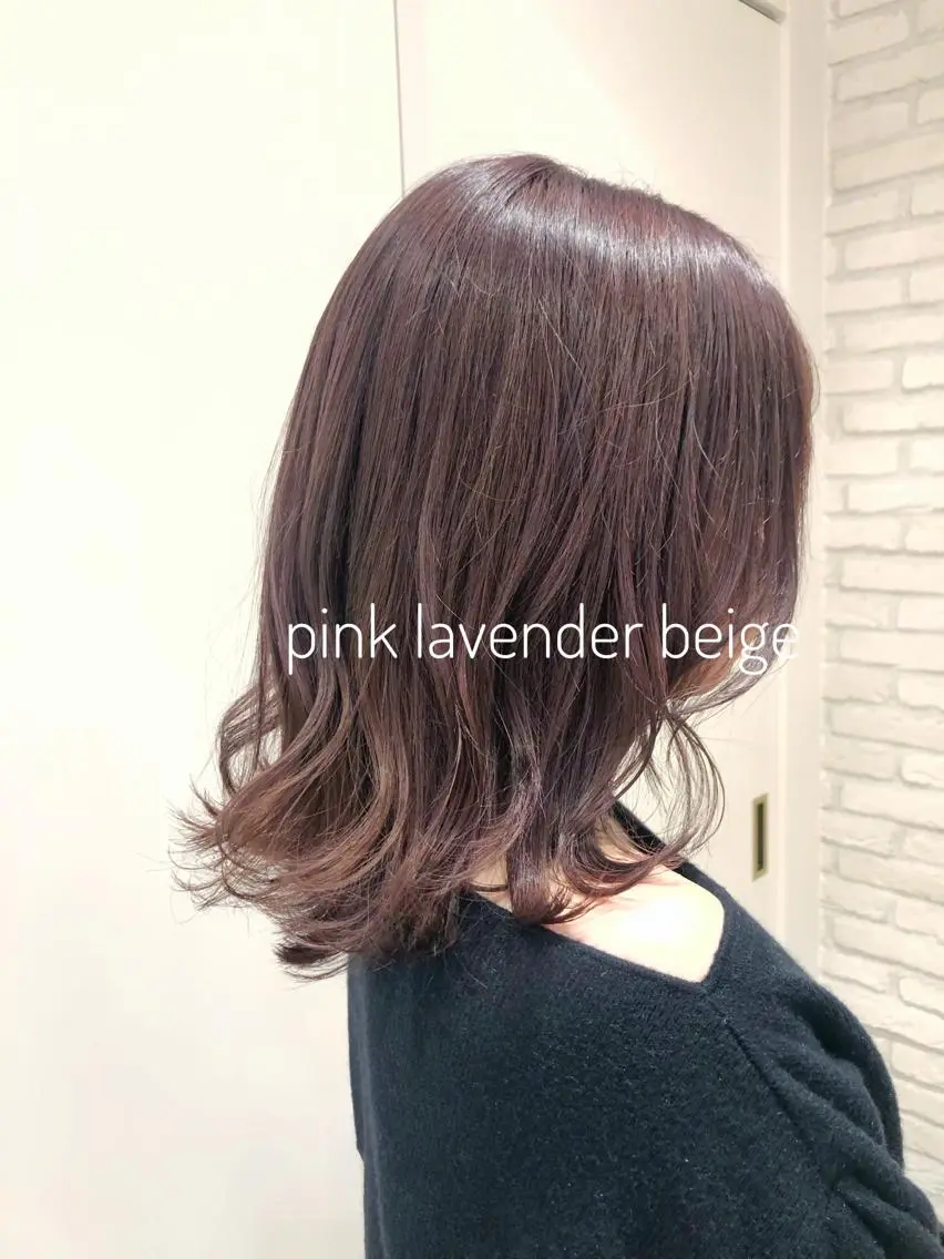 ミディアム カラー ベージュカラー ラベンダーカラー ラベンダーベージュ ピンクカラー ピンクラベンダー 大平 美沙のヘアスタイル