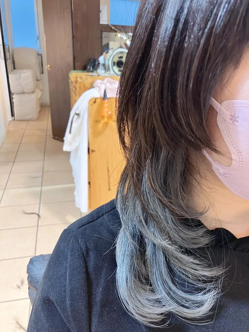 ロング カラー デザインカラー 顔周りカット レイヤーカット カット ヘアカラー 奥谷 美代子のヘアスタイル