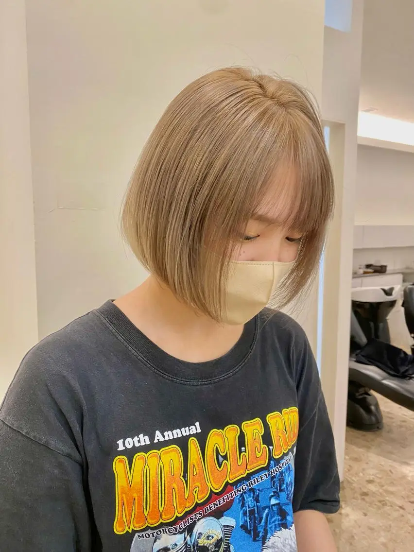 ショート 切りっぱなしボブ ショートボブ ボブ 顔周りカット タンバルモリ 🌿レイヤー/ブリー チ/🌿JINのヘアスタイル
