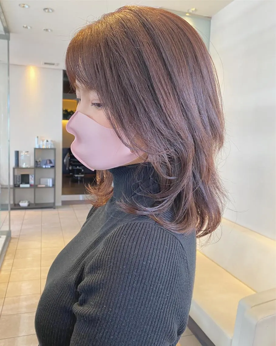 セミロング カラー 顔まわりレイヤー レイヤーカット 髪質改善/艶カラー /EisoAkariのヘアスタイル