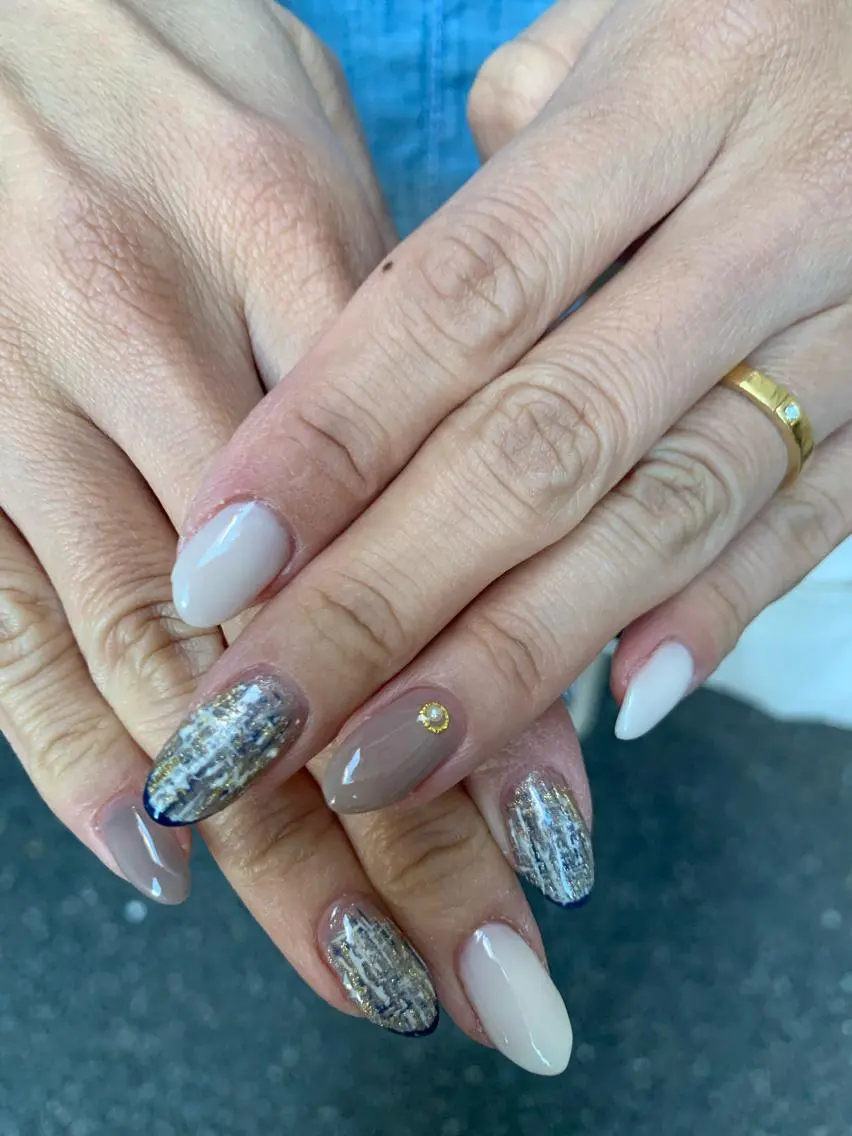 ネイル ブルー ネイビー ツイードネイル SAKU nail 作島茜のネイルデザイン