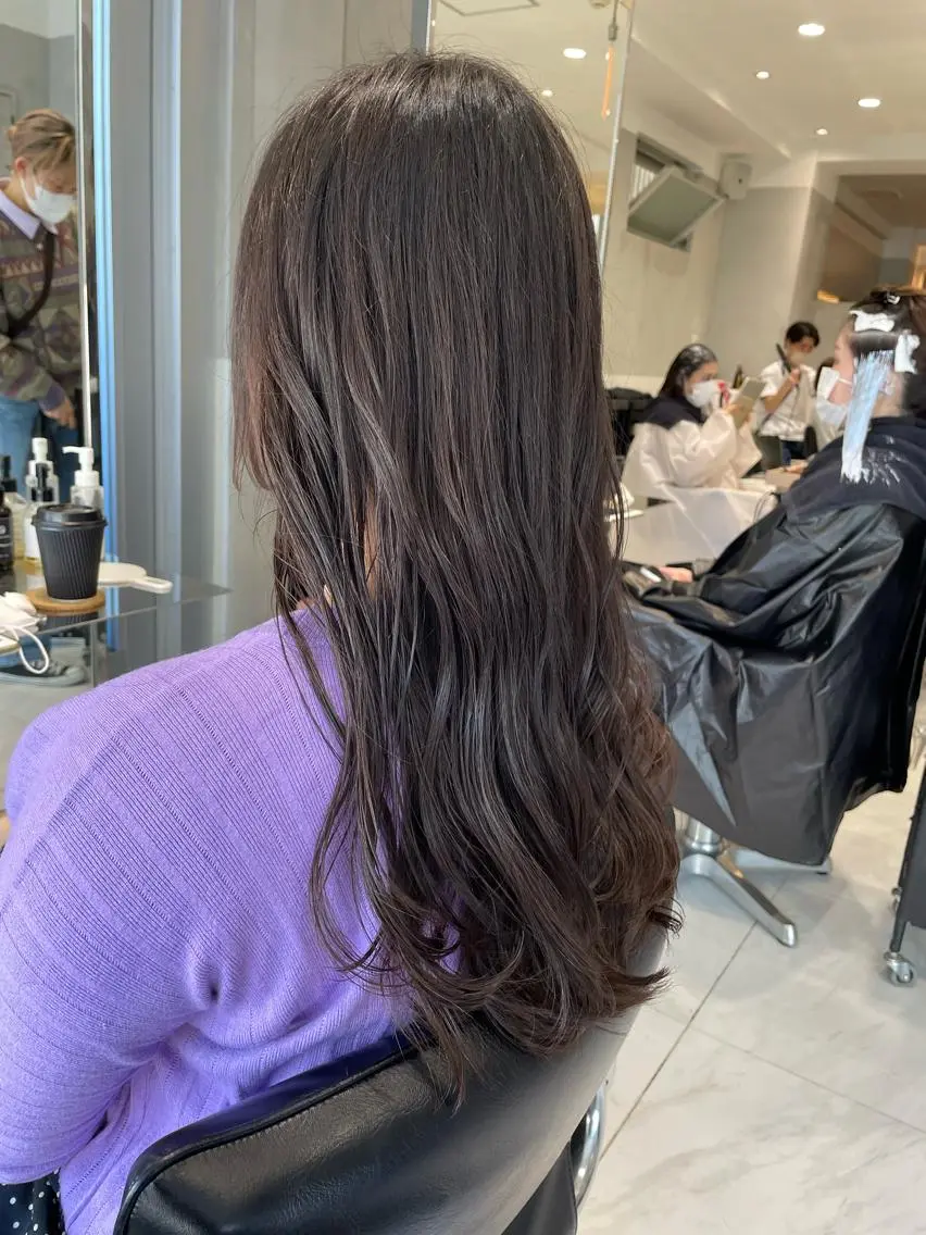 ロング ヘアカラー トリートメント ヘッドスパ ヘアセット オリーブ カラー✨有坂映哉のヘアスタイル