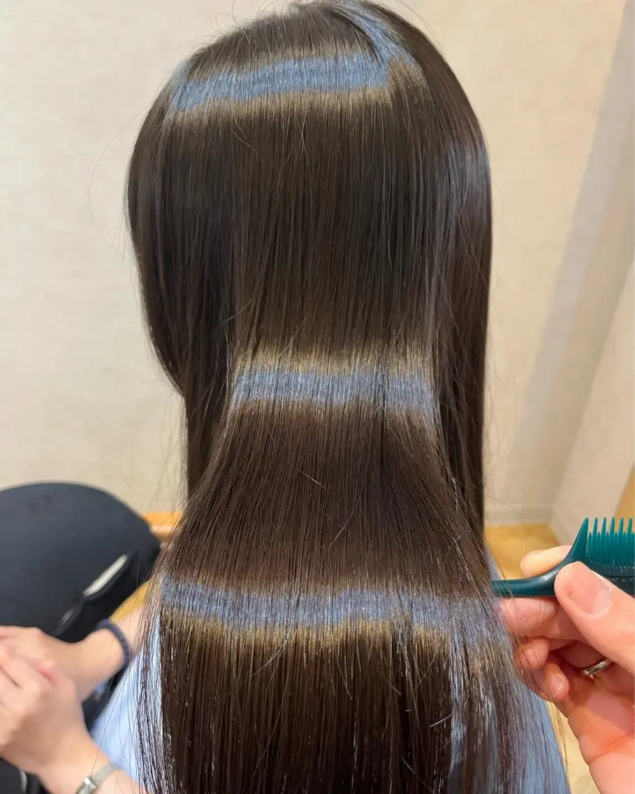 ロング ボブ ハイライト 髪質改善 韓国風ヘア レイヤーカット N°number大分 ナンバーmikotoのヘアスタイル