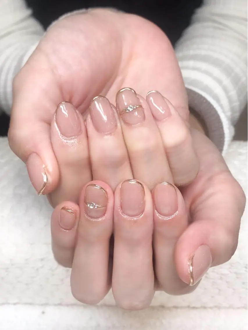 ネイル フレンチネイル ジェルネイル ゴールド オフィスネイル シンプルネイル Nyanco Nailのネイルデザイン