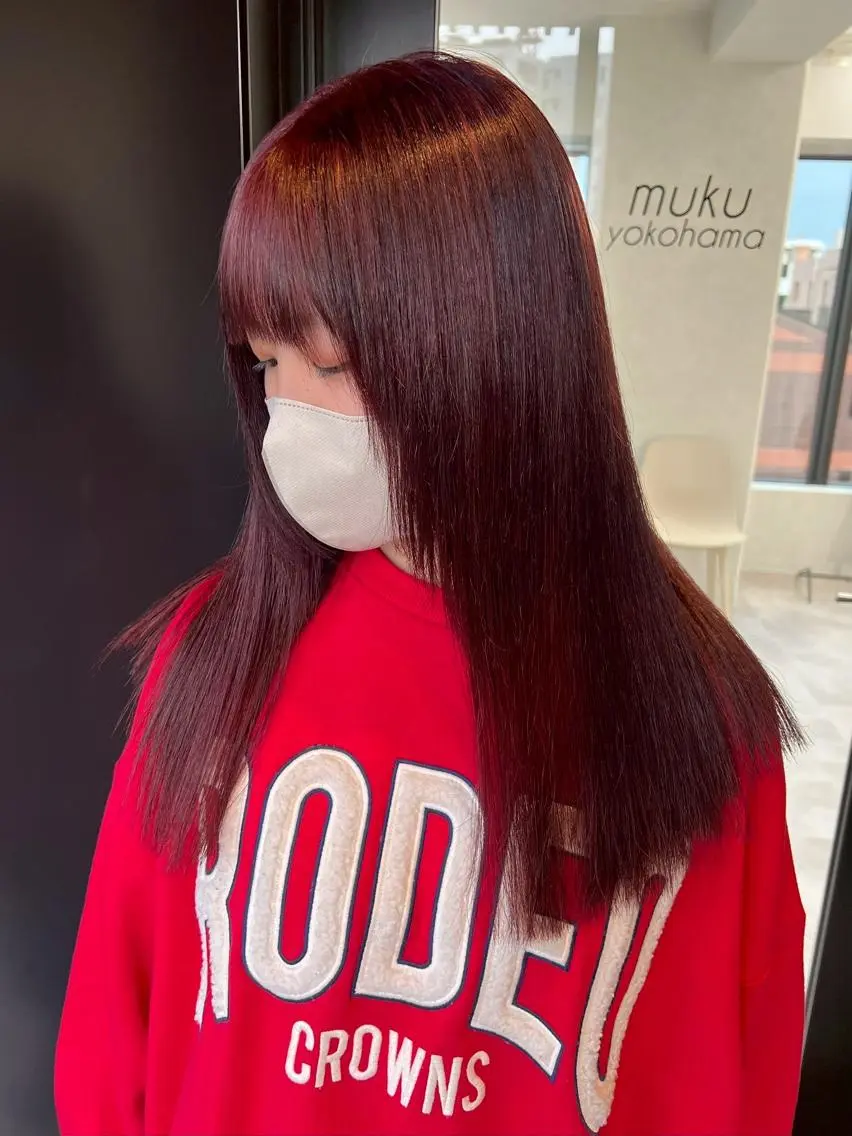 ロング カラー ボルドーカラー ロング 🎀ブリーチ ハイト ーン ♡Kanon♡のヘアスタイル