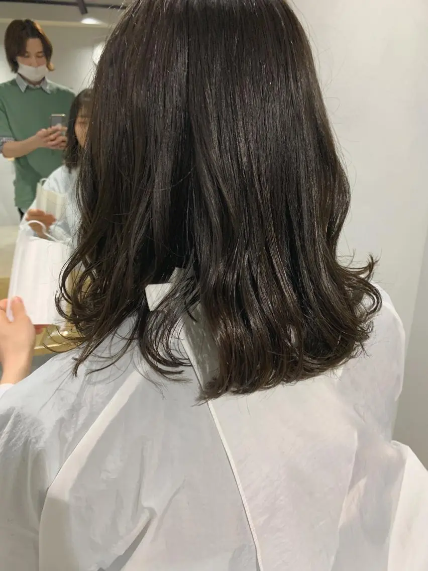 ミディアム カラー ボブパーマコテ巻き風 パーマNo1深江秀平のヘアスタイル