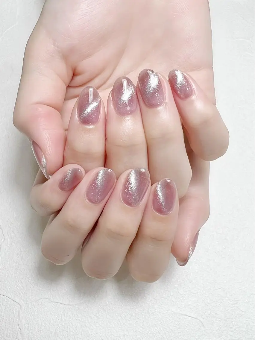 ネイル マグネットネイル ワンカラーネイル ピンク rouse nail RISATOのネイルデザイン