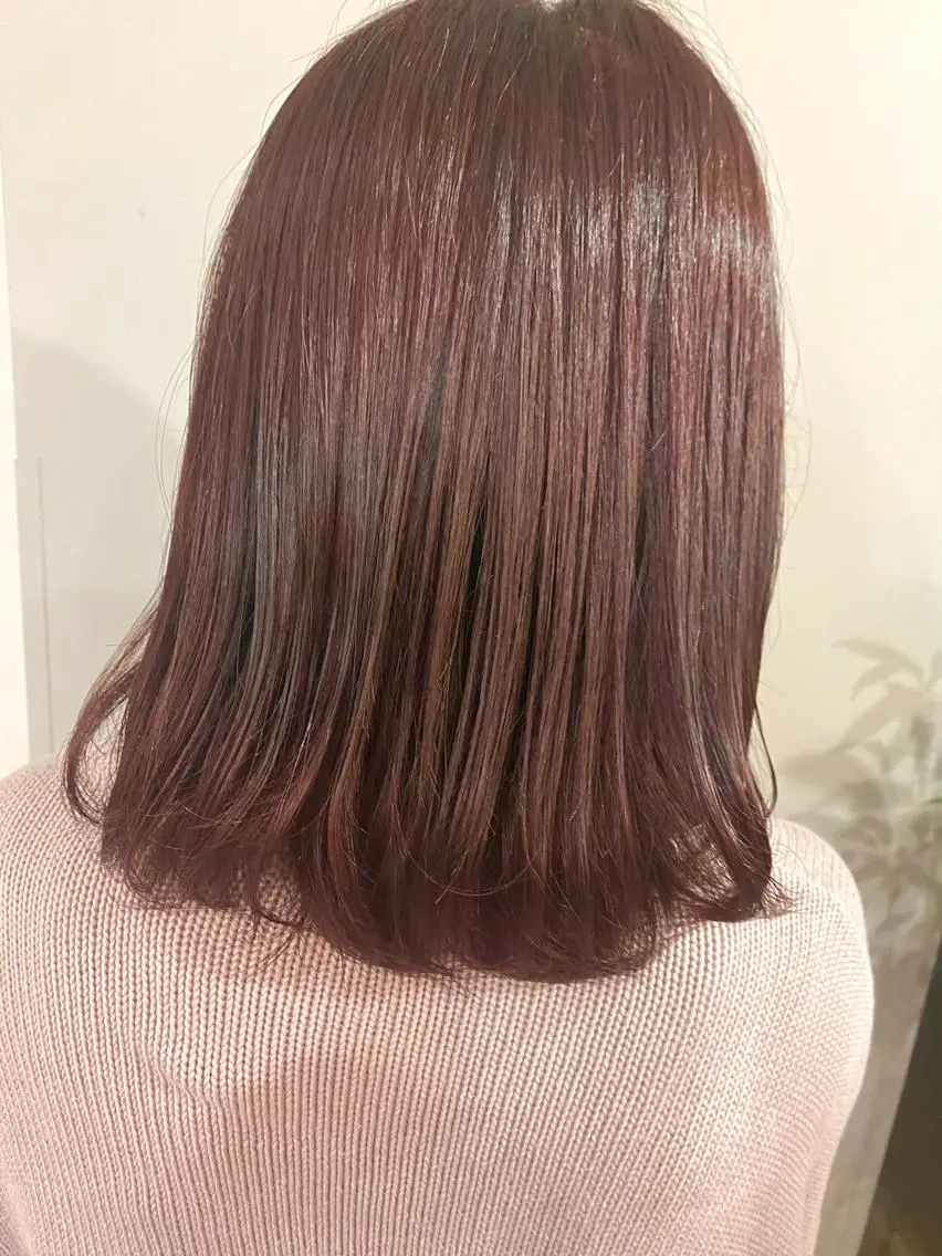 ミディアム カラー ヘアアレンジ ブラウンカラー ピンクカラー ピンクブラウン ボブ /ニュアンス/ satomi🧸💖のヘアスタイル