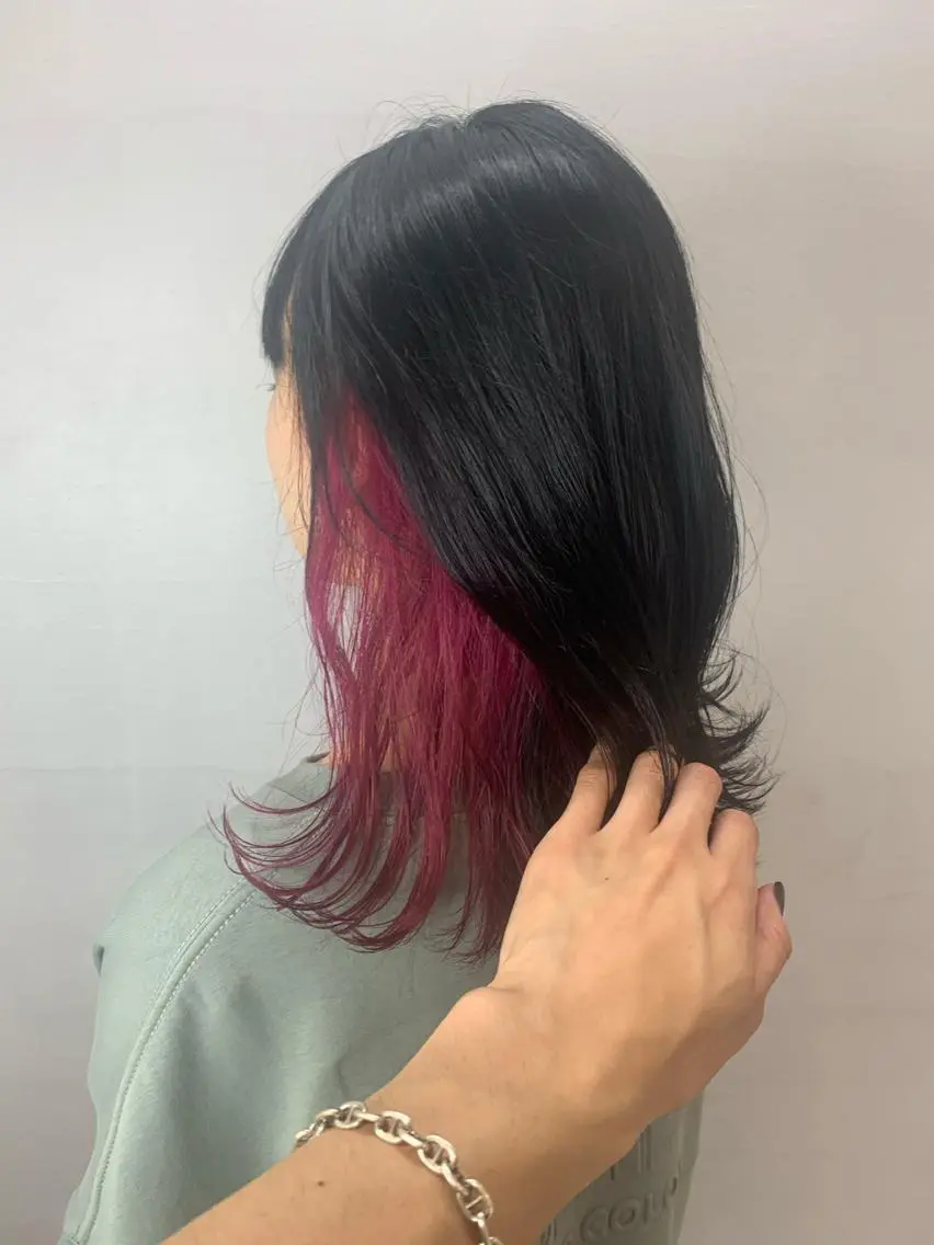 セミロング カラー 透明感カラー インナーカラー ピンクカラー 田中大星 /ボブ 縮毛矯正のヘアスタイル