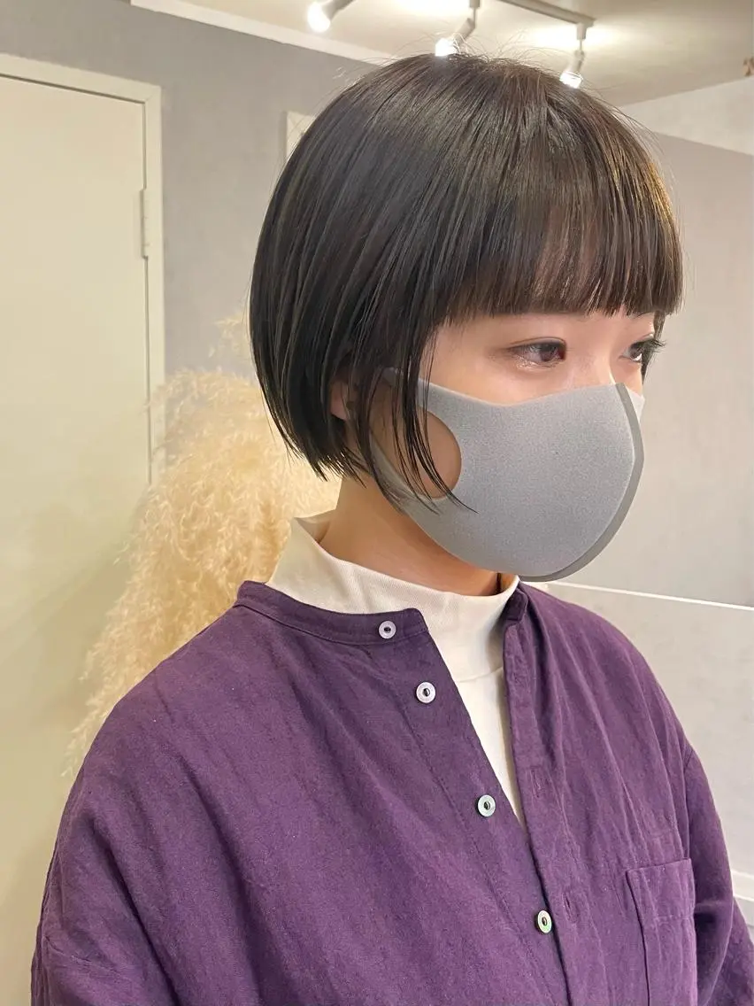 ショート カラー ボブ ワイドバング カット ヘアカラー はるか 💐 お悩み改善美容師のヘアスタイル