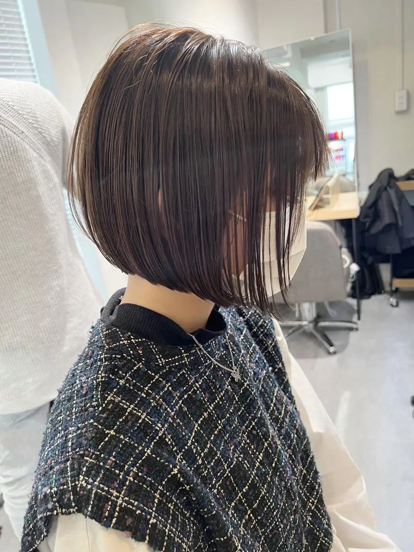 ショート ボブ レイヤー×縮毛矯正 深見 拓のヘアスタイル