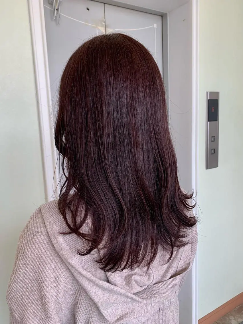 セミロング カラー ブラウンカラー ピンクカラー ピンクブラウン ヘアカラー NUMBER 天王寺 🌼yuriのヘアスタイル