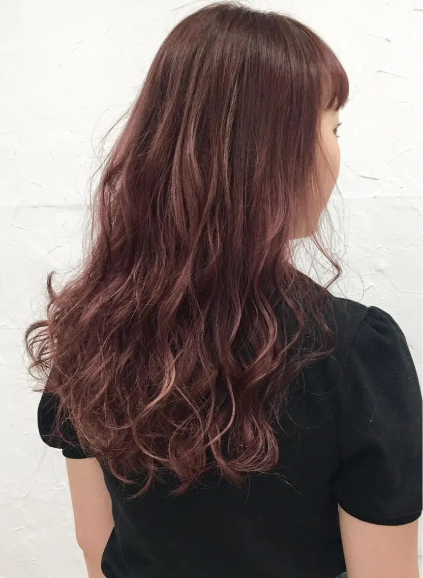 ロング ヘアアレンジ パープルカラー 脱!黒髪 ダブルカラー【上野】のヘアスタイル