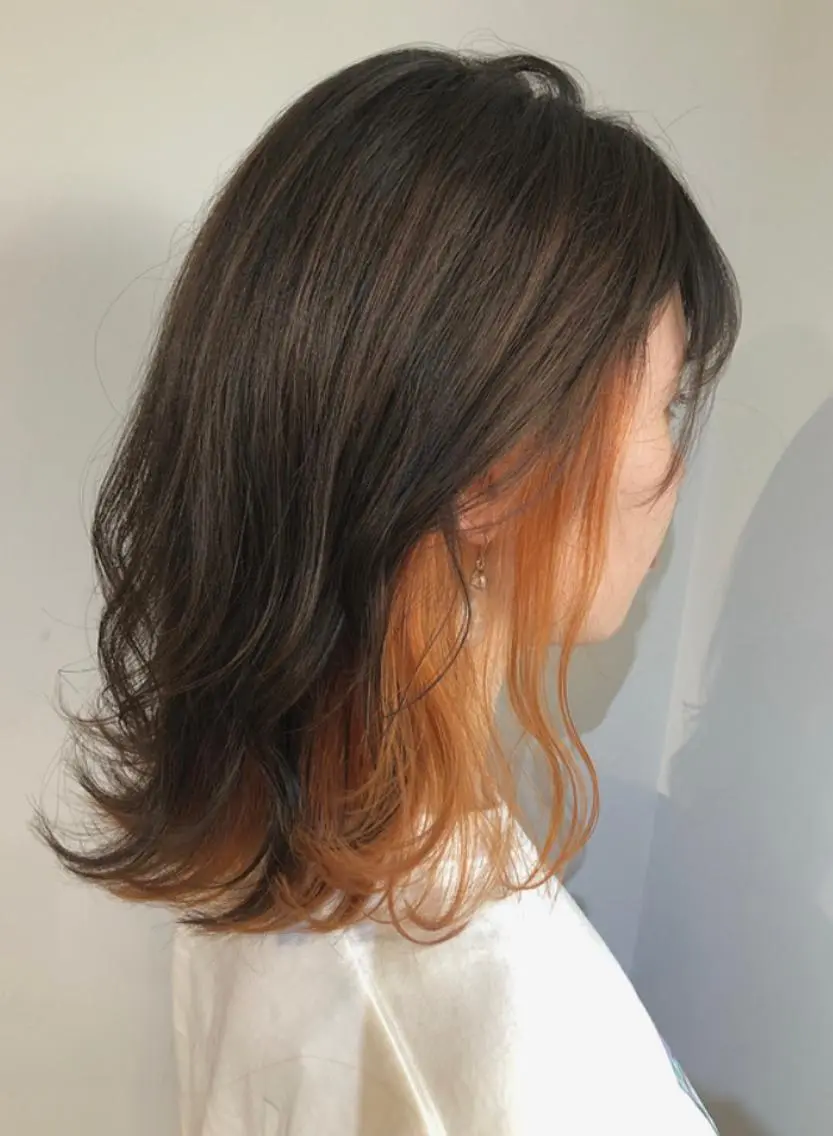 ミディアム カラー インナーカラー オレンジ カット ヘアカラー トリートメント scene. haraのヘアスタイル
