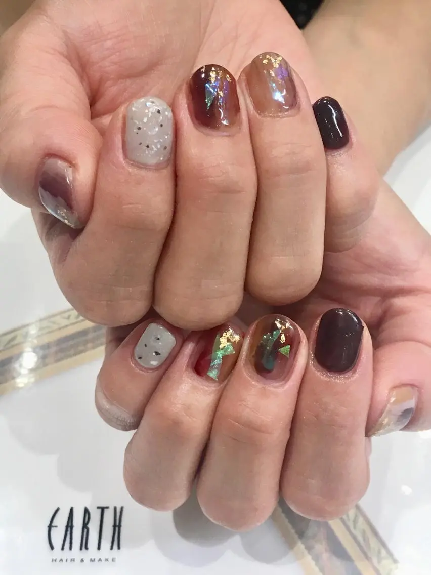 ネイル ブラウン ニュアンスネイル ハンドネイル 佐藤 まりえのネイルデザイン