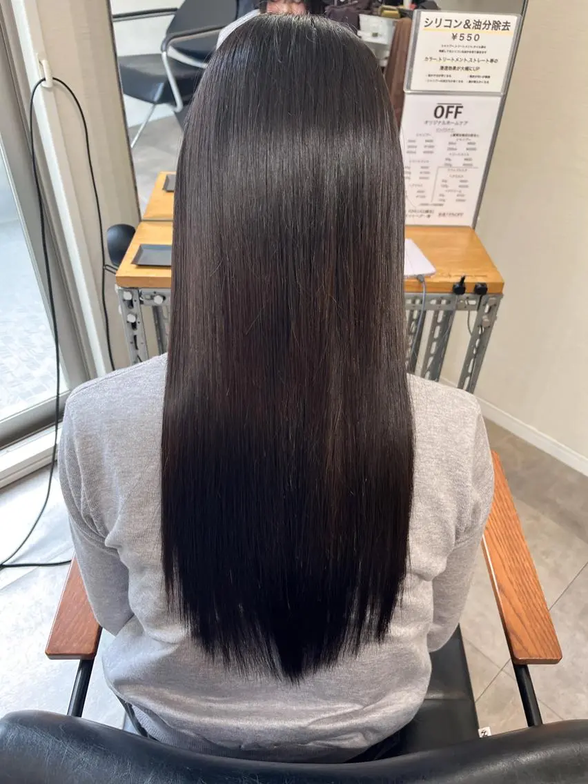ロング カラー 髪質改善 ヘアカラー トリートメント OFF オフのヘアスタイル