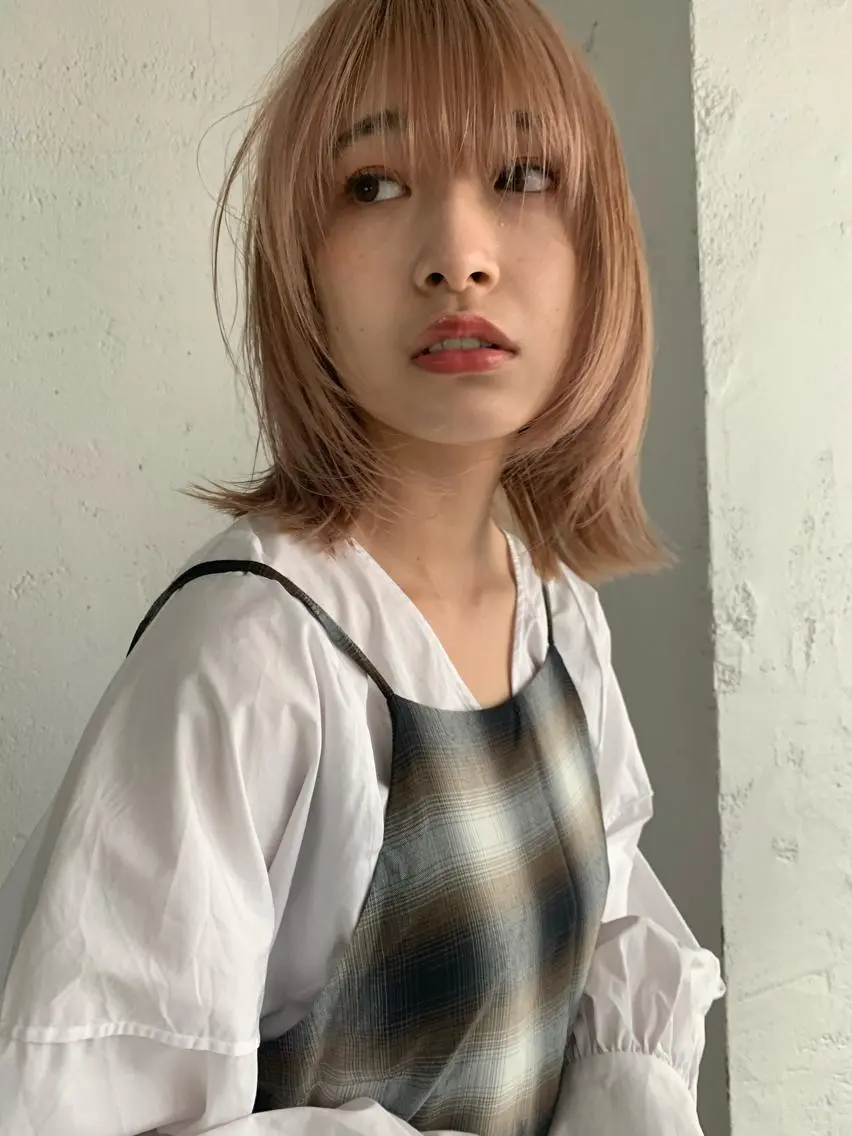 ミディアム カラー ヘアアレンジ ピンクカラー カット ヘアカラー トリートメント 🌿ショート🌿 パーマ🌿淳平のヘアスタイル