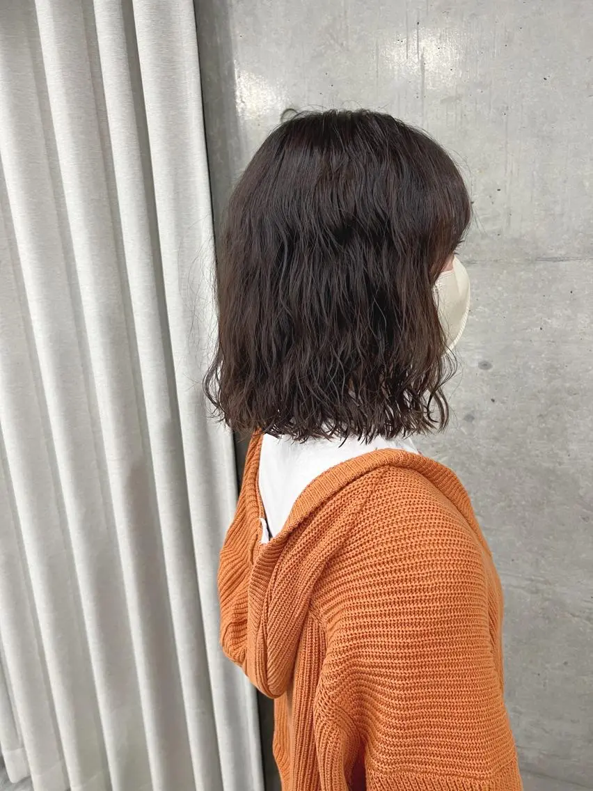 ミディアム パーマ カット パーマ トリートメント ボブパーマコテ巻き風 パーマNo1深江秀平のヘアスタイル