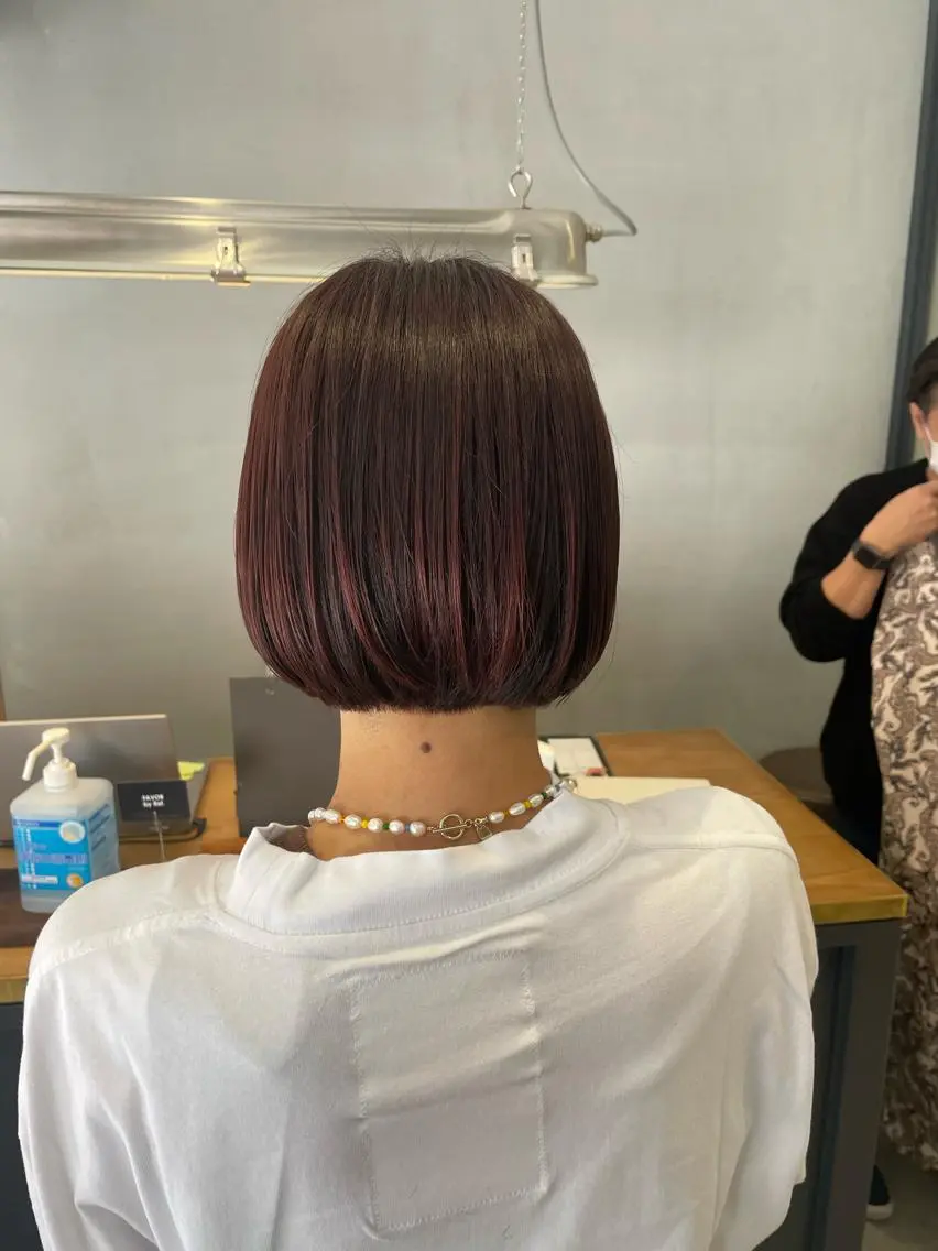 ショート カラー 暖色カラー🍊 ボブ🌿顔周りcutのヘアスタイル