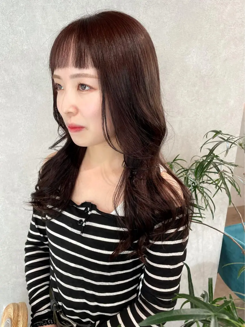 ロング カラー オン眉 ヘアカラー ナチュラル透明感🌱 小山美樹子のヘアスタイル