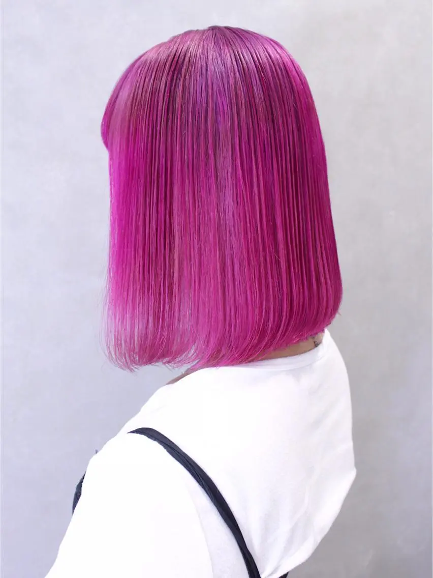ミディアム カラー ヘアアレンジ ピンクカラー ヘアカラー トリートメント lani ブリーチ /ダブルカラーのヘアスタイル