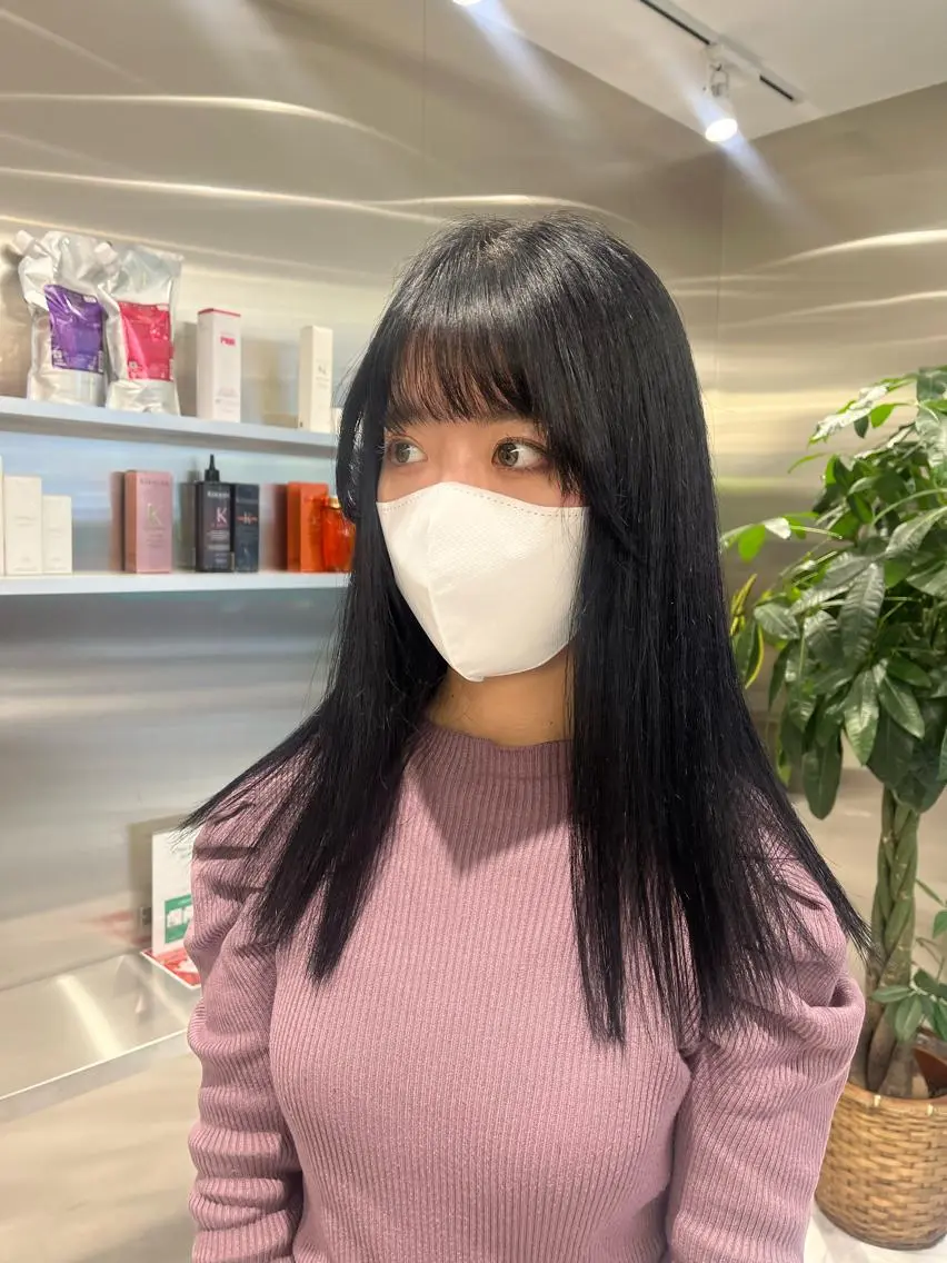 セミロング カラー 黒髪 ブルーカラー ブルーブラック ヘアカラー 🧁はるひ/ ZEST Ivy🎀のヘアスタイル