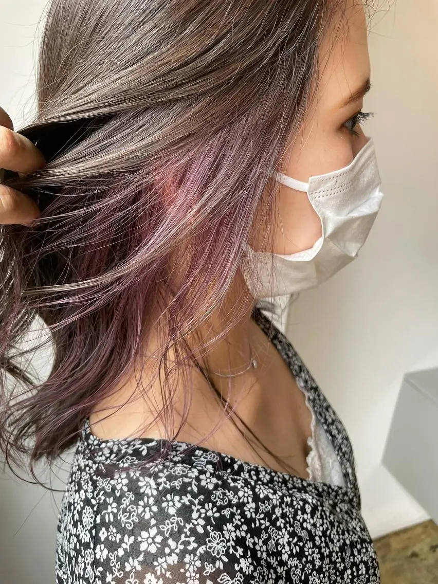 セミロング カラー イヤリングカラー 梅田美容室 高山アヤのヘアスタイル