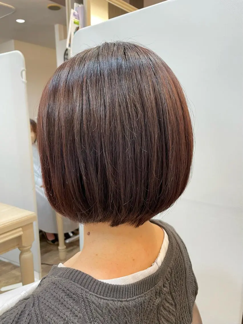 ミディアム ピンクブラウン カット ヘアカラー sawa tamaeのヘアスタイル