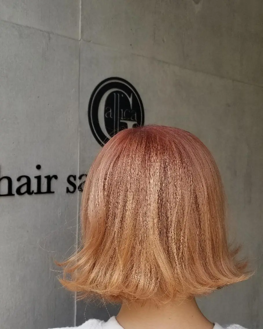 ミディアム カラー ボブ 外ハネヘア 🌿赤み消し/ 艶カラー落合　優🌿のヘアスタイル