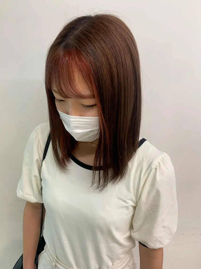セミロング カラー 🍒韓国暖色ヘア NO.1🍒🪽のヘアスタイル
