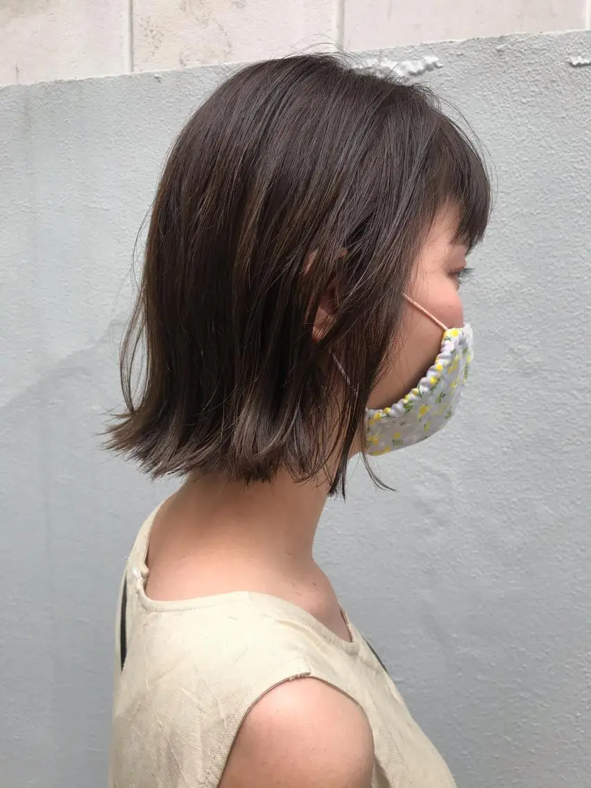 ミディアム 外ハネヘア カット ヘアカラー トリートメント ayane⭐️ボブ・ ショート・パーマのヘアスタイル