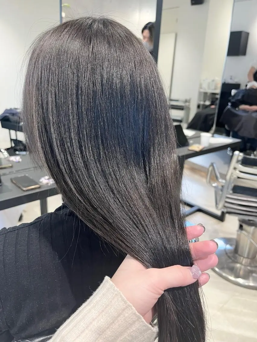 セミロング カラー パーマ ヘアアレンジ カット ヘアカラー トリートメント 透明感/オリーブ/ グレージュ/YUKAのヘアスタイル