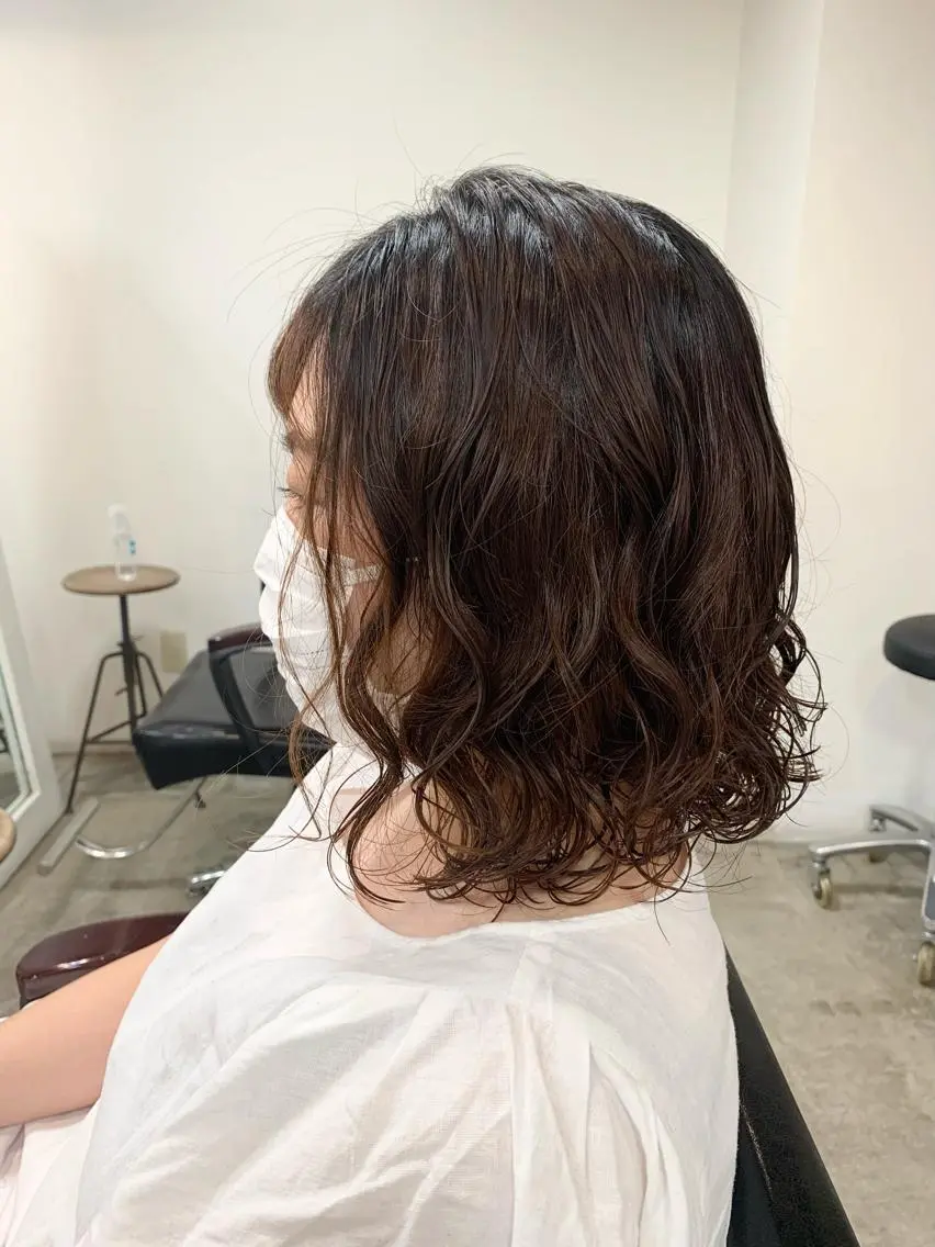 ミディアム カット パーマ トリートメント 似合わせレイヤー カット/KANNAのヘアスタイル